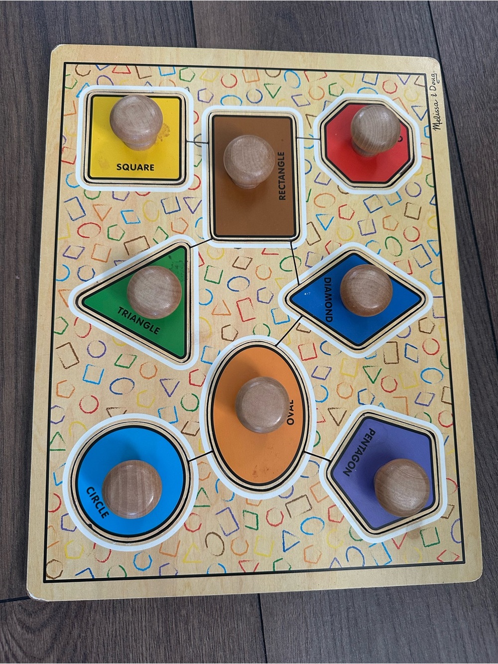 Melissa & Doug Wooden Shape Sorting Puzzle - Multi-Color